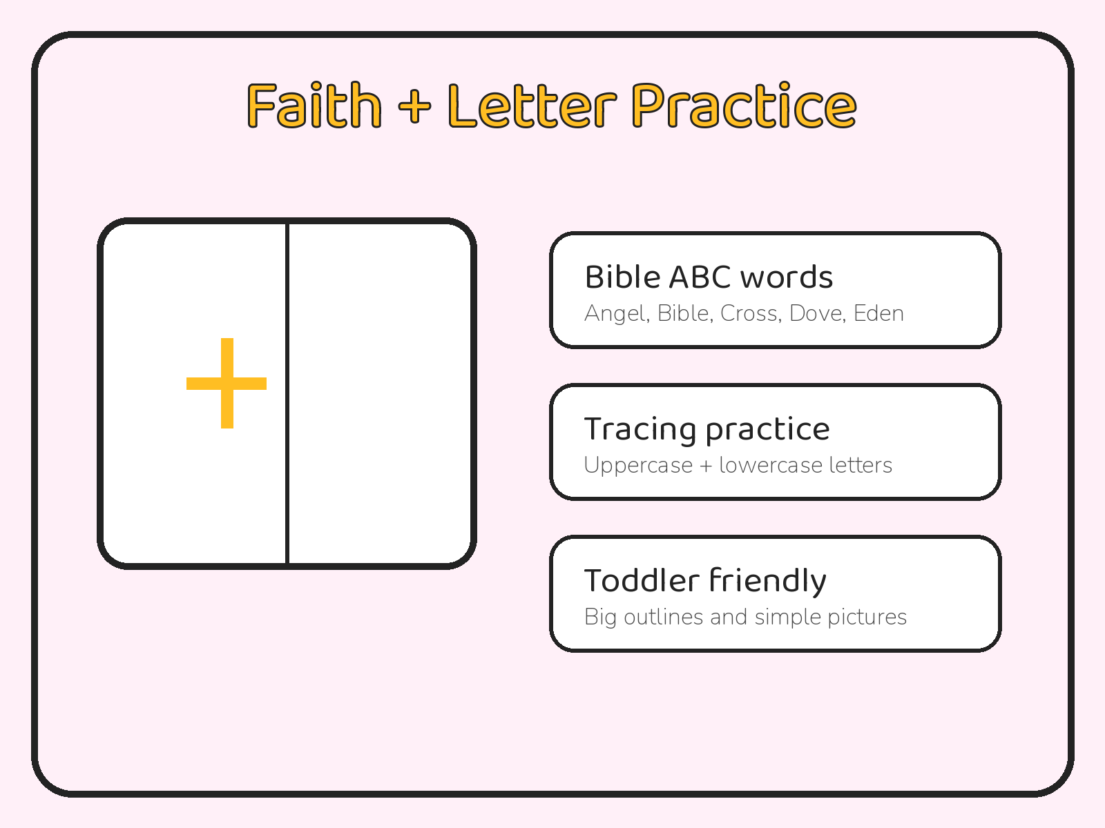 A-Z Bible Alphabet Coloring Book for Toddlers Ages 2-4 | Printable Faith ABC PDF printable page preview thumbnail