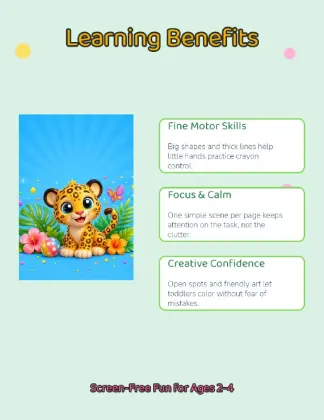 Leopard Printable Coloring Book for Toddlers Ages 2-4 printable page preview 2