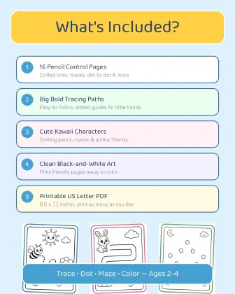 Pencil Control Activity Book For Toddlers Ages 2-4 printable page preview 2