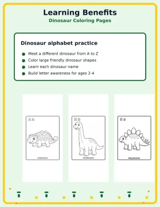 Dinosaur Coloring Pages A-Z for Toddlers printable page preview 2