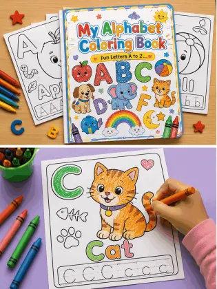Toddler Alphabet Coloring Book PDF printable page preview 3