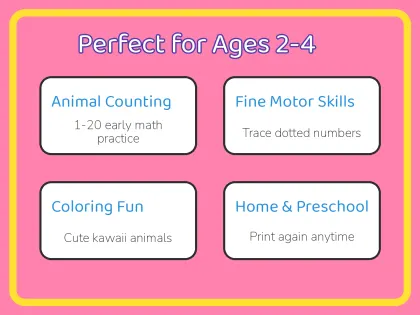 Count and Color Animals 1-20 printable page preview 3
