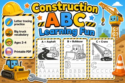 Construction Alphabet Coloring Book for Toddlers printable page preview 2