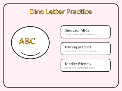 Dinosaur Alphabet Coloring Book for Toddlers printable page preview 3