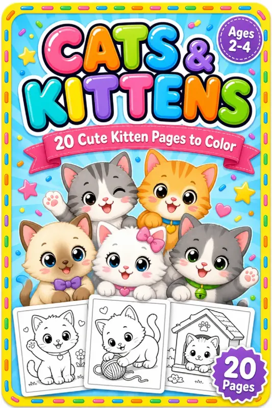 Cat Coloring Book for Toddlers: Kitten Coloring Pages Ages 2-4 printable coloring book cover