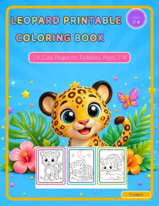 Leopard Printable Coloring Book for Toddlers Ages 2-4 cover