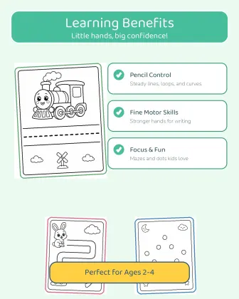 Pencil Control Activity Book For Toddlers Ages 2-4 printable page preview 1