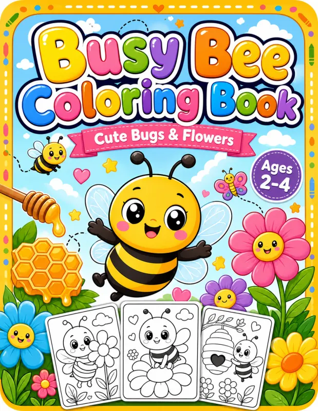Busy Bee Coloring Book for Toddlers printable coloring book cover