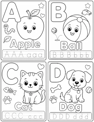 Toddler Alphabet Coloring Book PDF printable page preview 2