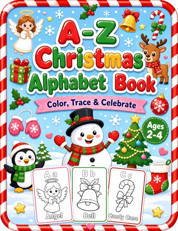 Christmas Alphabet Coloring Book for Toddlers printable coloring book cover