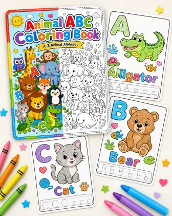 Animal ABC Coloring Book for Toddlers printable page preview 2
