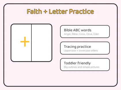 Bible Alphabet Coloring Book for Toddlers printable page preview 3