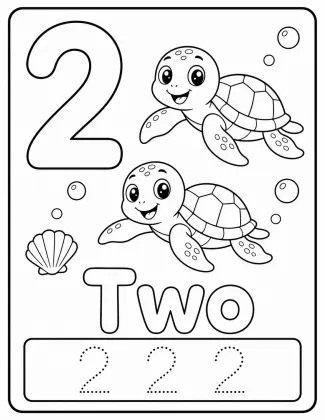 Free Counting Ocean Animals Sample — Numbers 1, 2, 3 for Toddlers printable page preview 2