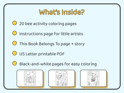 Busy Bee Coloring Book for Toddlers printable page preview 2