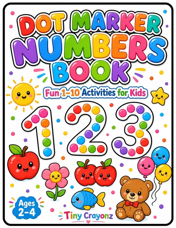 Dot Marker Numbers Worksheets for Toddlers printable coloring book cover