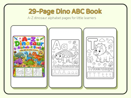 Dinosaur Alphabet Coloring Book for Toddlers printable page preview 1
