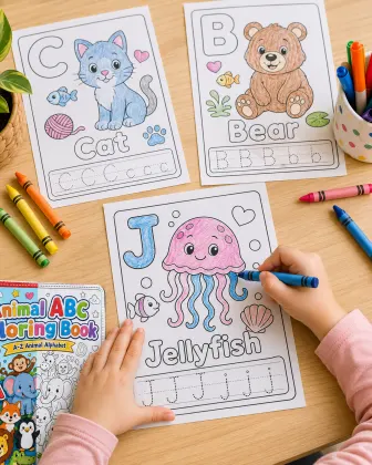 Animal ABC Coloring Book for Toddlers printable page preview 5