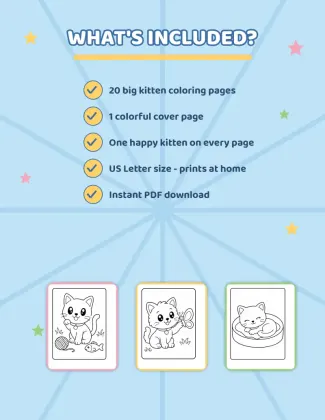 Cat Coloring Book for Toddlers: Kitten Coloring Pages Ages 2-4 printable page preview 3