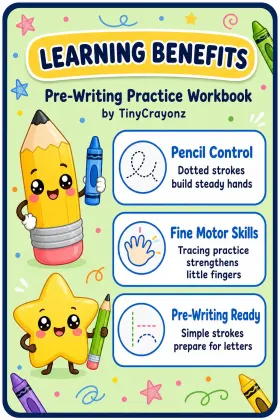 Pre-Writing Practice Workbook for Toddlers Ages 2-4 | Printable Pencil Control Strokes PDF printable page preview 1