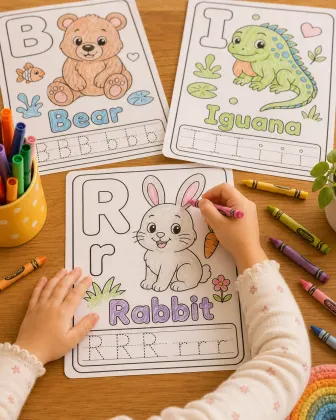 Animal ABC Coloring Book for Toddlers printable page preview 3
