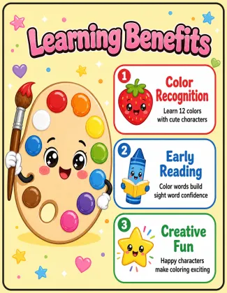 Color the Rainbow Coloring Book for Toddlers printable page preview 1