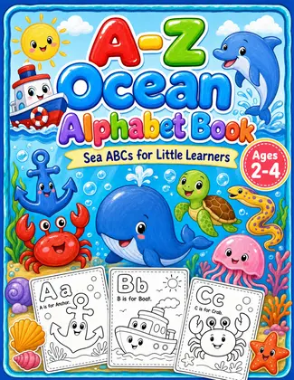 A-Z Ocean Alphabet Book for Toddlers Ages 2-4 | Printable Sea ABC Coloring PDF cover