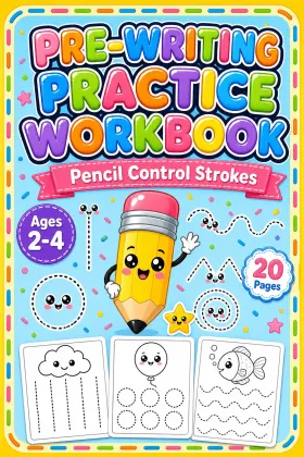 Pre-Writing Practice Workbook for Toddlers Ages 2-4 | Printable Pencil Control Strokes PDF cover thumbnail