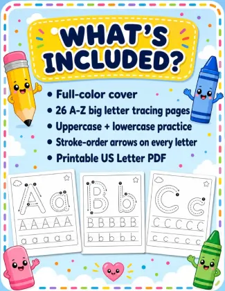 Big Letter Tracing Workbook for Toddlers Ages 2-4 | Printable A-Z Letter Tracing Practice PDF printable page preview 2