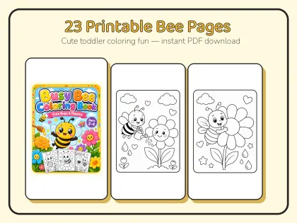 Busy Bee Coloring Book for Toddlers printable page preview 1