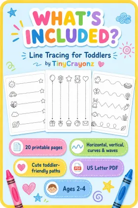 Line Tracing for Toddlers Ages 2-4 | Printable Pencil Control PDF printable page preview 1