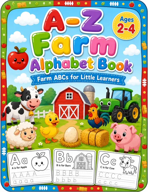 Farm Alphabet Coloring Book for Toddlers printable coloring book cover