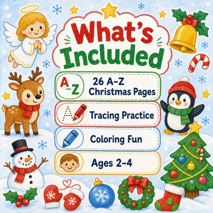 Christmas Alphabet Coloring Book for Toddlers printable page preview 1