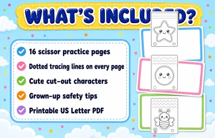 Scissor Practice and Tracing Book for Toddlers Ages 2-4 | Printable Cut and Trace Activity PDF printable page preview 2