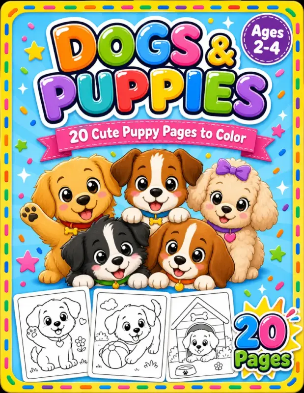 Dog Coloring Book for Toddlers Ages 2-4 | Puppy Coloring Pages printable coloring book cover