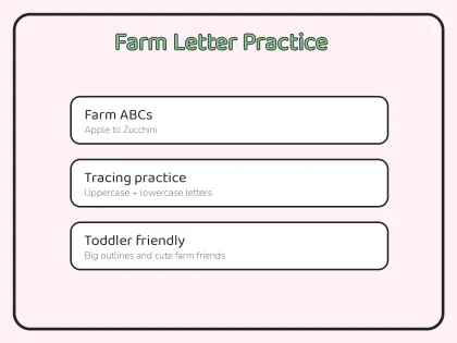 Farm Alphabet Coloring Book for Toddlers printable page preview 3