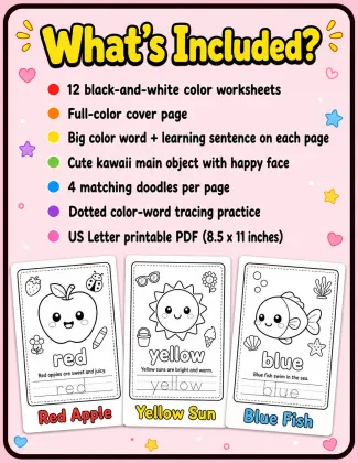 Color the Rainbow Coloring Book for Toddlers printable page preview 2