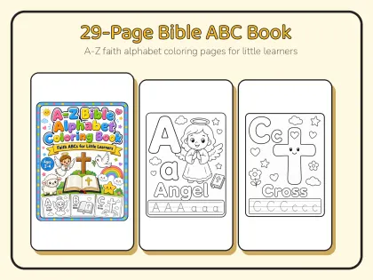 Bible Alphabet Coloring Book for Toddlers printable page preview 1