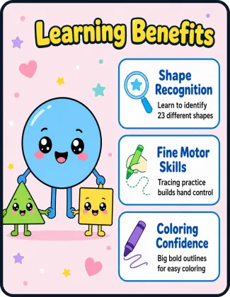 My First Shapes Book for Toddlers Ages 2-4 | 40 Trace & Color Pages printable page preview 2