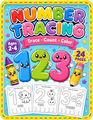 Number Tracing Workbook for Toddlers Ages 2-4 | Printable 1-20 Number Tracing Practice PDF cover thumbnail
