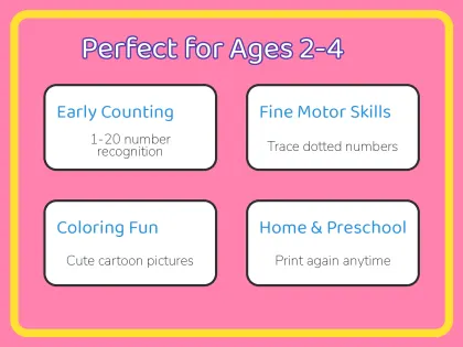 Numbers 1-20 Preschool Workbook printable page preview 3