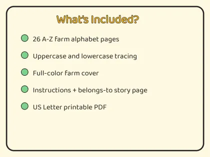 Farm Alphabet Coloring Book for Toddlers printable page preview 2