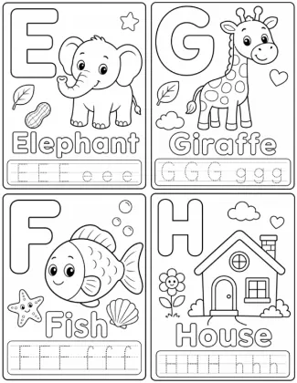 Toddler Alphabet Coloring Book PDF printable page preview 1