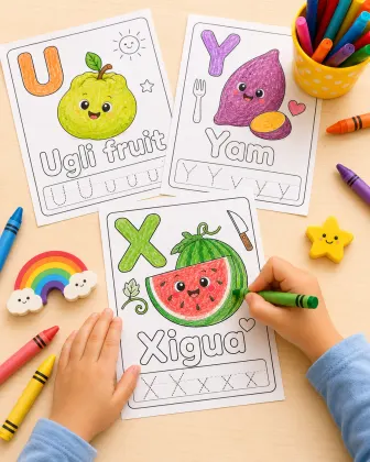 Food Alphabet Coloring Book for Toddlers printable page preview 4