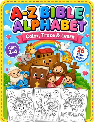 A–Z Bible Alphabet Coloring Book for Toddlers Ages 2–4 cover