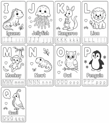 Animal ABC Coloring Book for Toddlers printable page preview 1