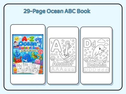 Ocean Alphabet Coloring Book for Toddlers printable page preview 1