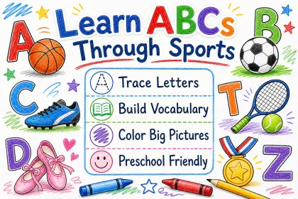 Sports Alphabet Coloring Book for Toddlers printable page preview 2