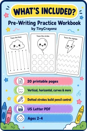 Pre-Writing Practice Workbook for Toddlers Ages 2-4 | Printable Pencil Control Strokes PDF printable page preview 2