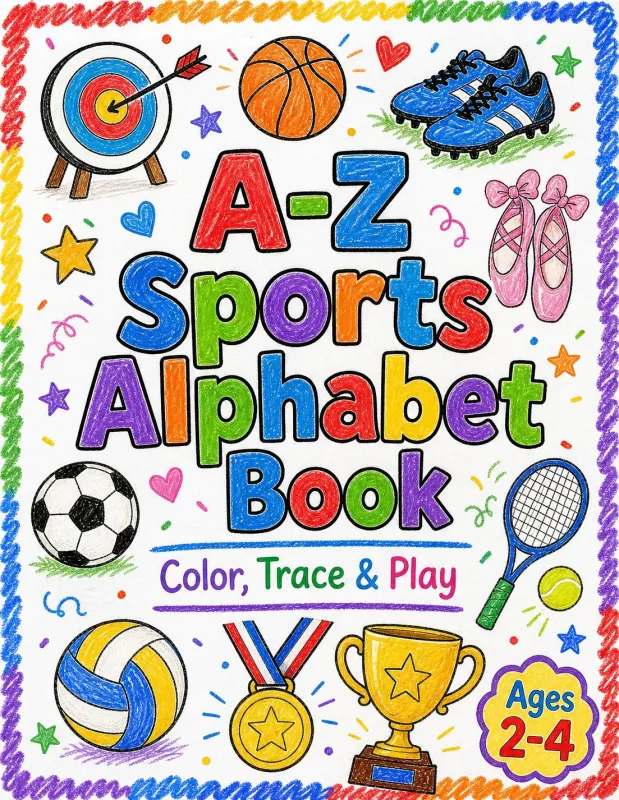 Sports Alphabet Coloring Book for Toddlers printable coloring book cover