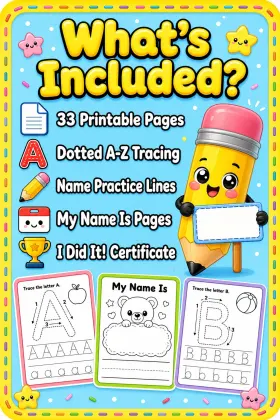 Dotted Name Practice Book for Toddlers Ages 2-4 | Printable Name Tracing ABC Letter Practice PDF printable page preview 2